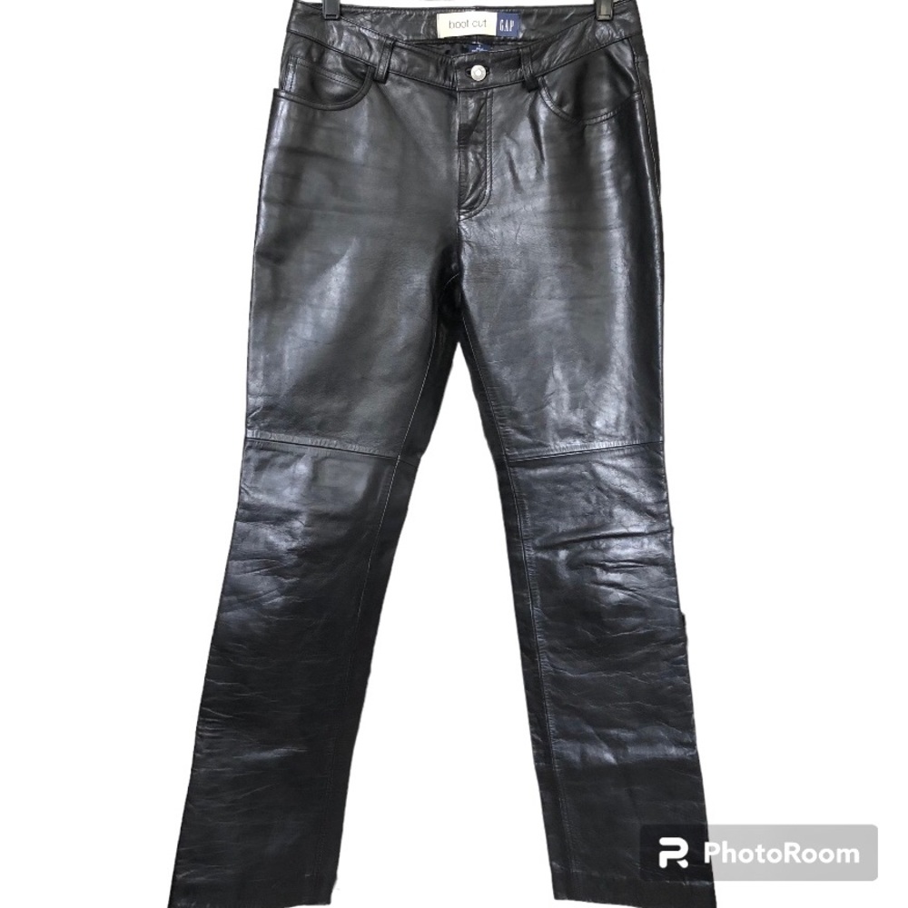 Gap Black Leather Straight Leg Pants Women’s Size 6